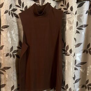 Brown Sleeveless Turtleneck Top